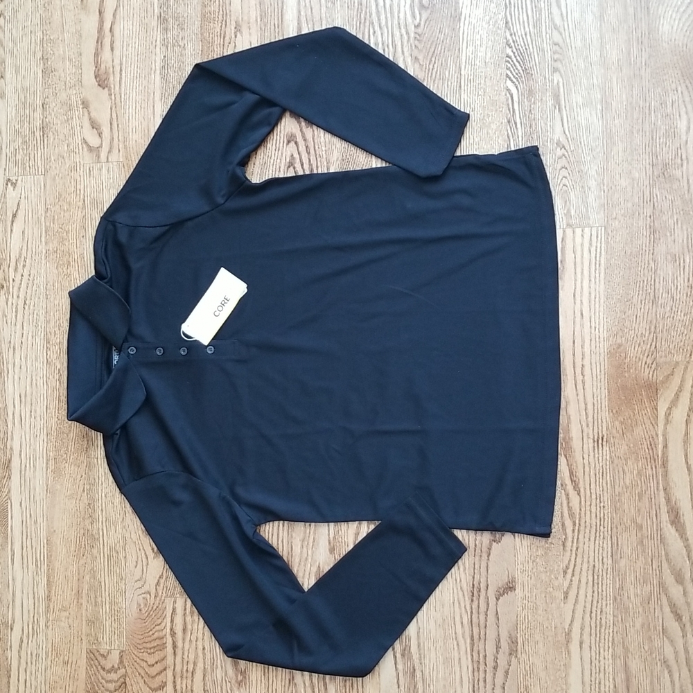 (S) NWT Core 365 by North End Partial Button Up Long Sleeve Collared Shirt